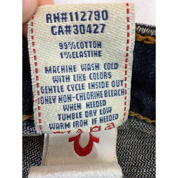 True Religion Joey Studded Jeans Size 26 Ultra Low Rise Y2K Flare Excellent Cond - Picture 11 of 12